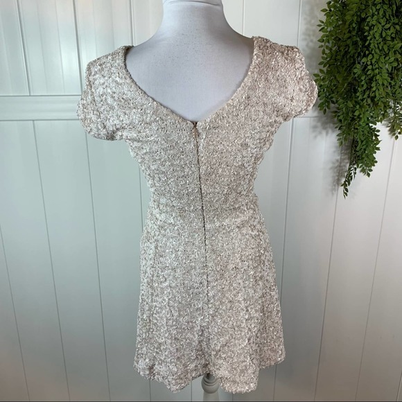 Dress The Population Zoe Sequin Minidress Cream Beige Womens Small - Picture 7 of 11